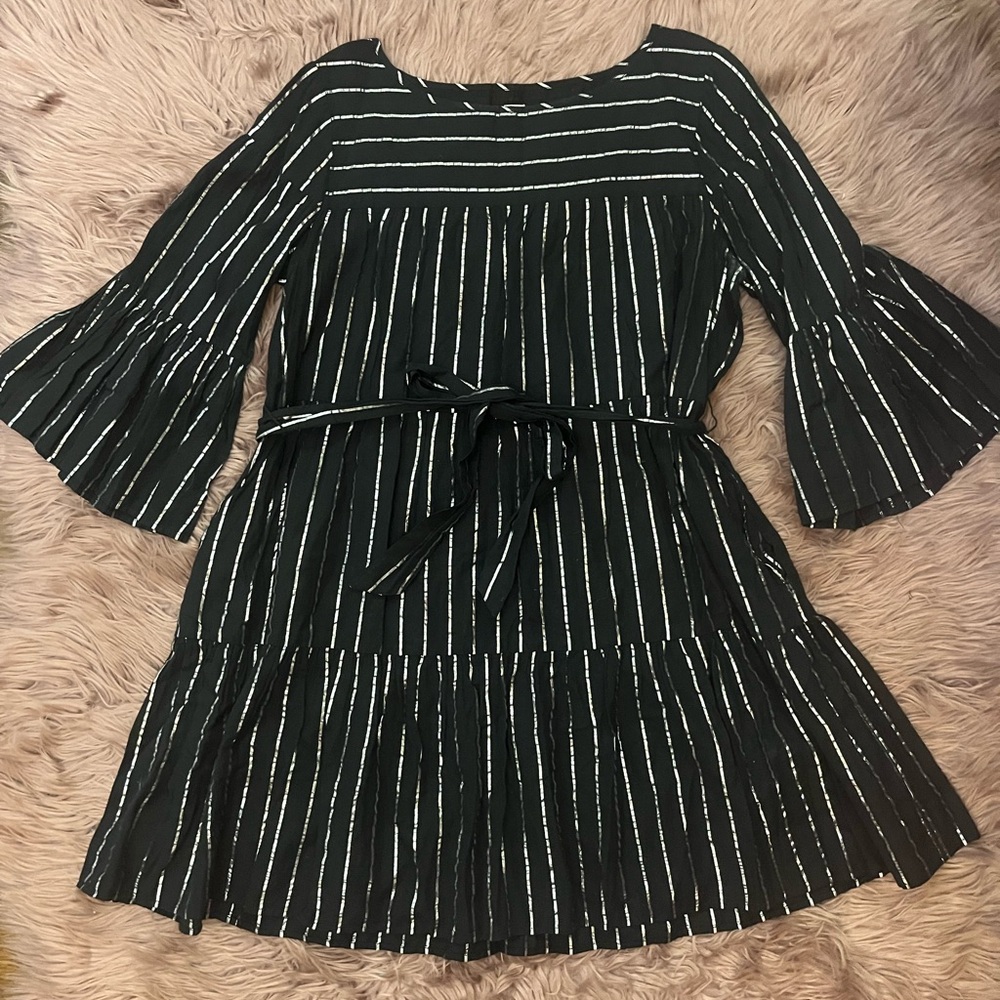 Striped Black & Silver Holiday Dress